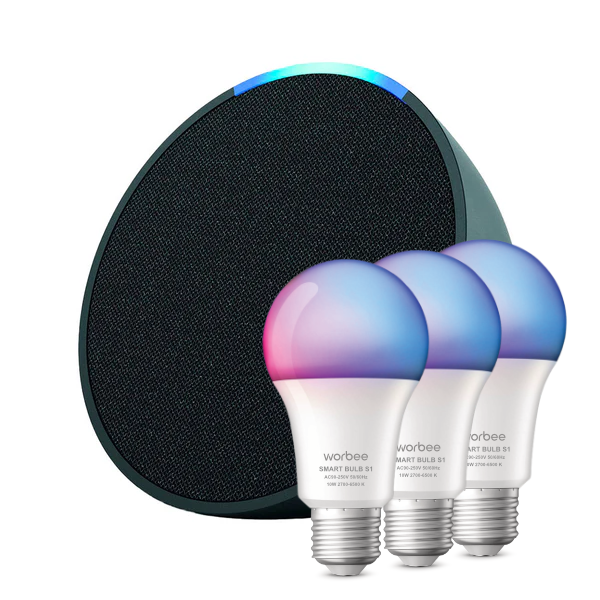 Alexa Echo Pop + 3x Worbee Ampolleta S1